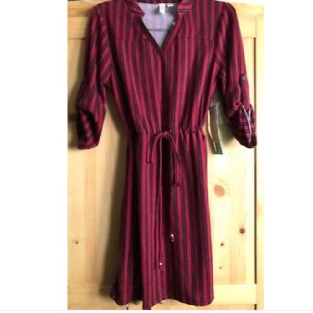 Tacera 3/4 sleeve tie waist casual petite Dress